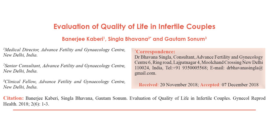 Title: “Evaluation of Quality of Life in Infertile Couples” by Banerjee, Singla, Gautam; affiliations and citations included.